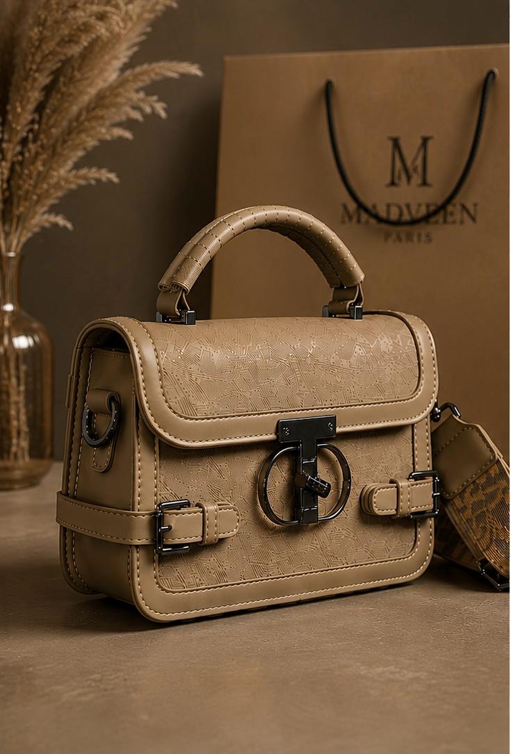 Madveen Paris Luxury Pearl Gray Crossbody Satchel  for Women