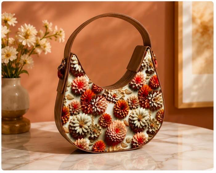 Madveen Paris Floral Print Hobo Shoulder Bag for Women