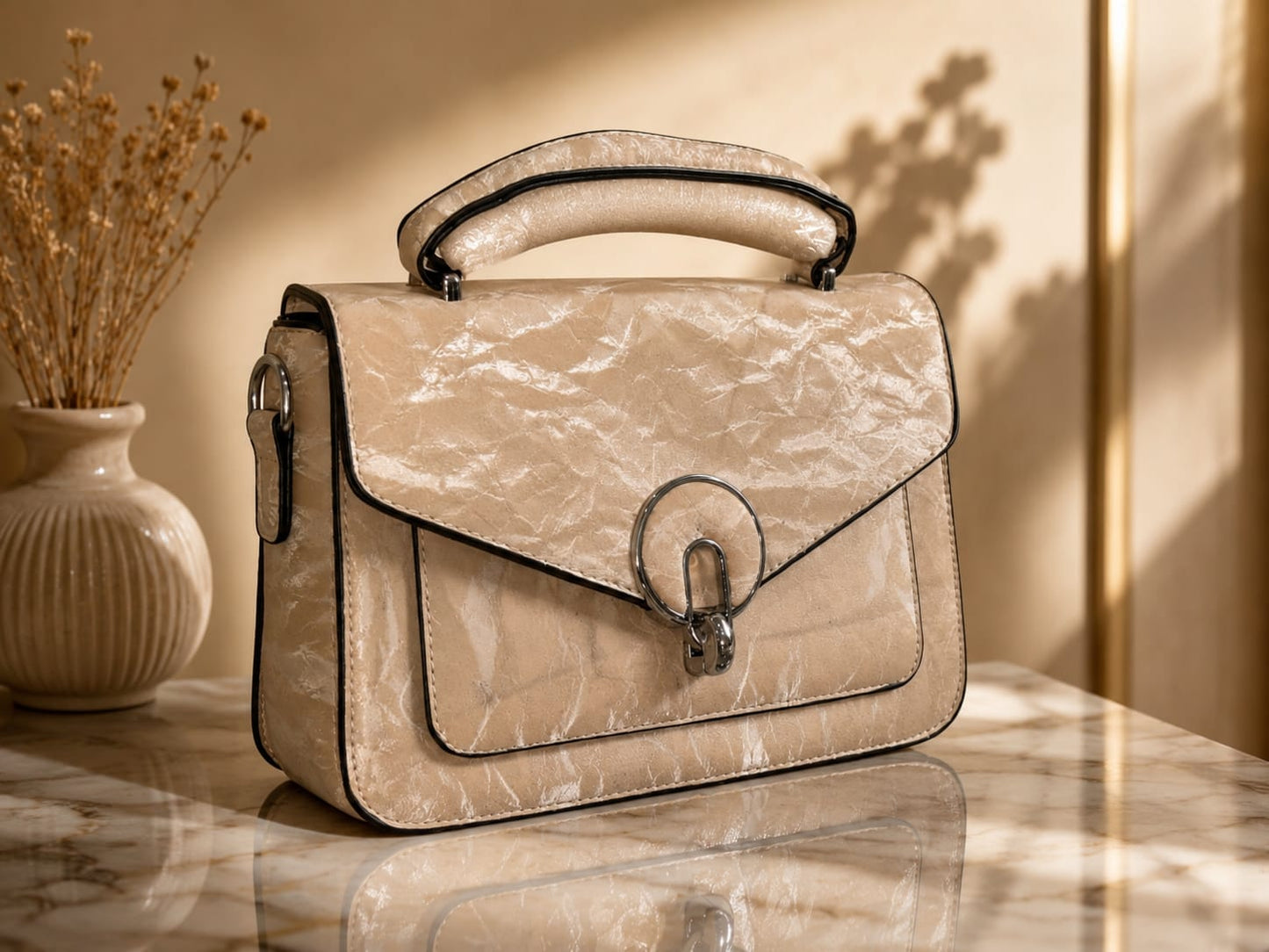 Madveen Paris Luxury Black Top Handle Crossbody  for Women