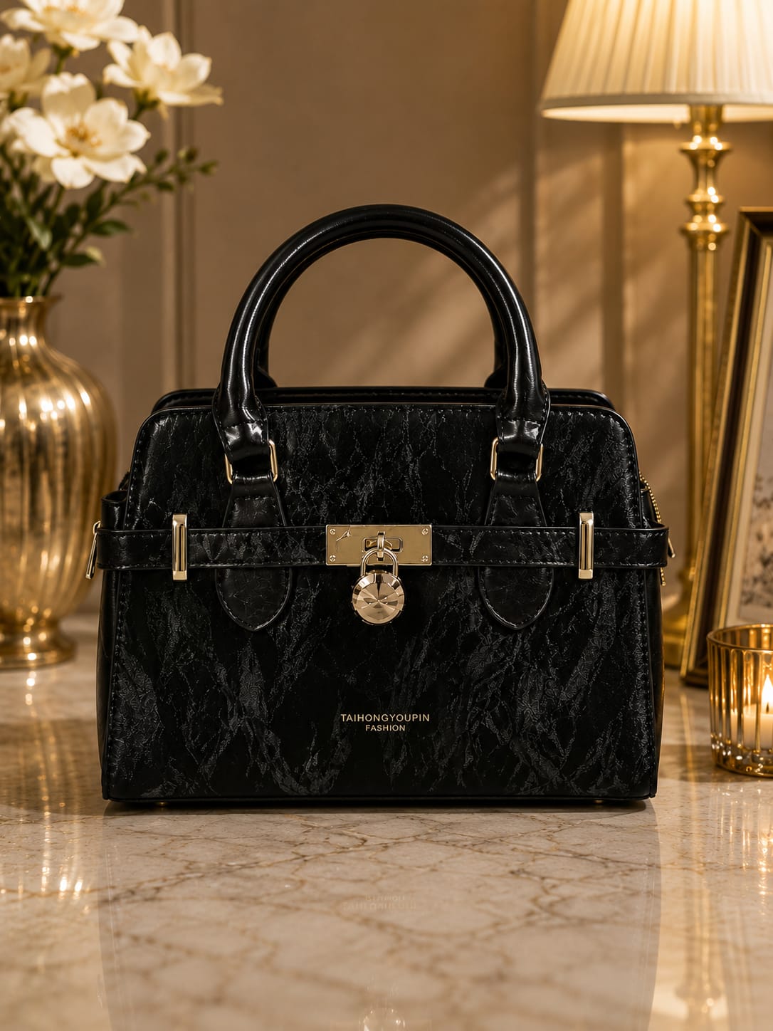 Luxury Textured Top Handle Satchel Bag for Women