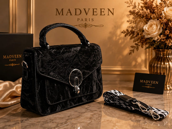 Madveen Paris Luxury Black Top Handle Crossbody  for Women