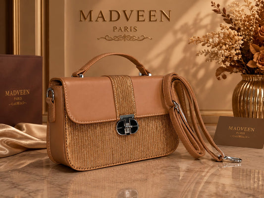 Designer Leather Shoulder Bag with Top Handle & Detachable Strap