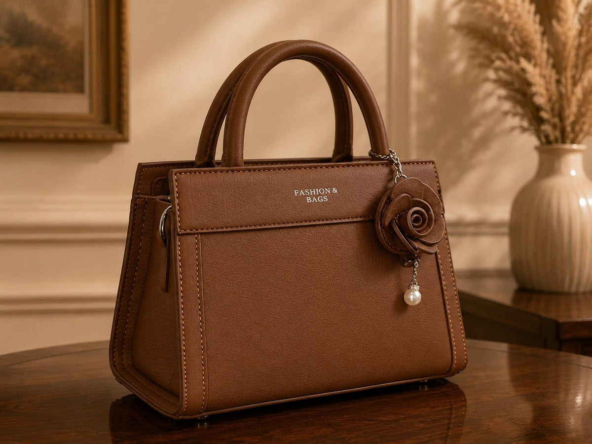 Madveen Paris Luxury Brown Top Handle Handbag for Women