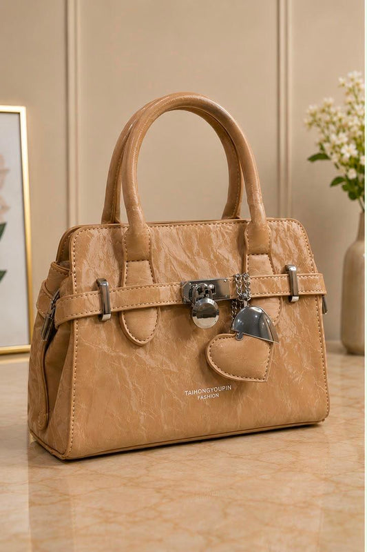 Luxury Textured Top Handle Satchel Bag with Free Wallet Bundle