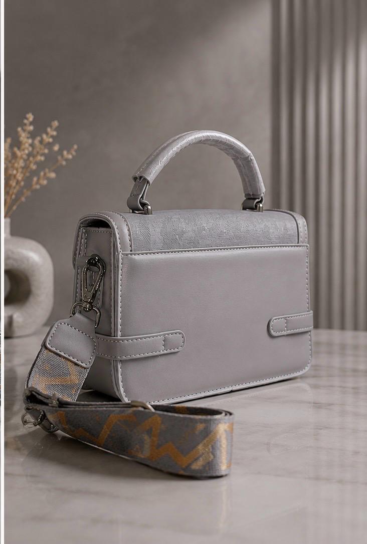 Madveen Paris Luxury Pearl Gray Crossbody Satchel  for Women
