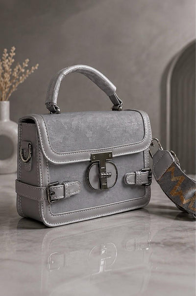 Madveen Paris Luxury Pearl Gray Crossbody Satchel  for Women