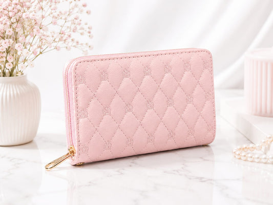 Quilted Crown Zip-Around Wallet