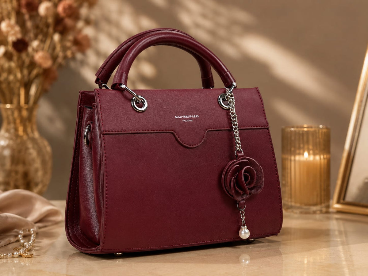 Madveen Paris Luxury Brown Top Handle Handbag for Women