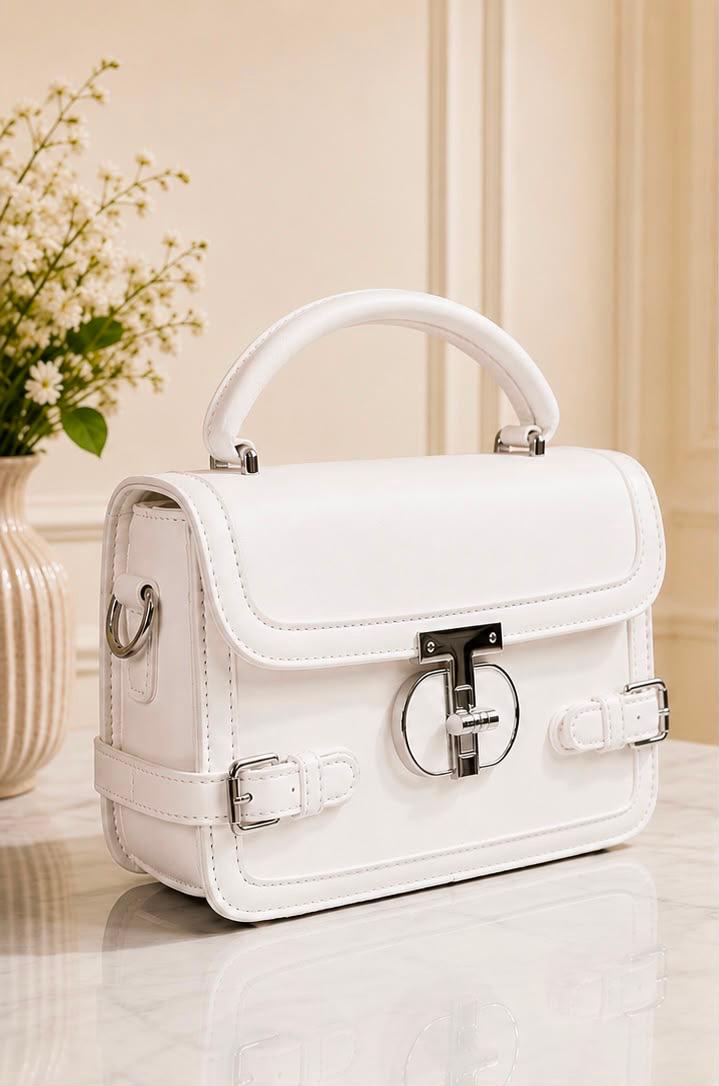 Madveen Paris Luxury Pearl Gray Crossbody Satchel  for Women